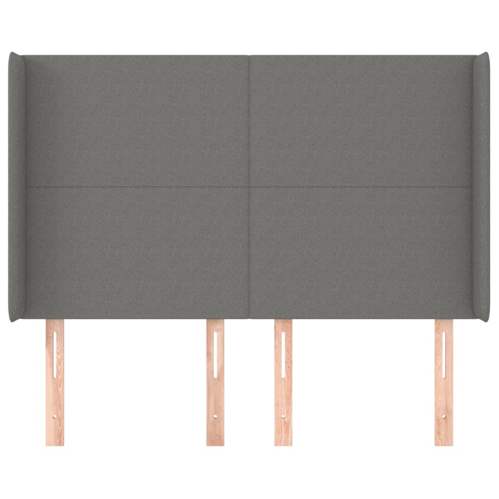 Tête de lit avec oreilles Gris foncé 147x16x118/128 cm Tissu Têtes et pieds de lit vidaXL