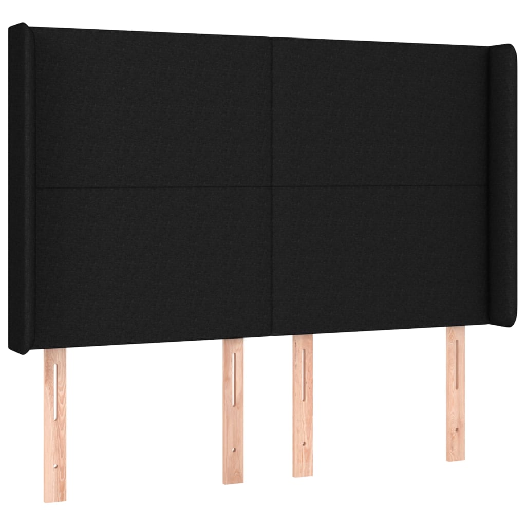 Tête de lit avec oreilles Noir 147x16x118/128 cm Tissu - XIOS