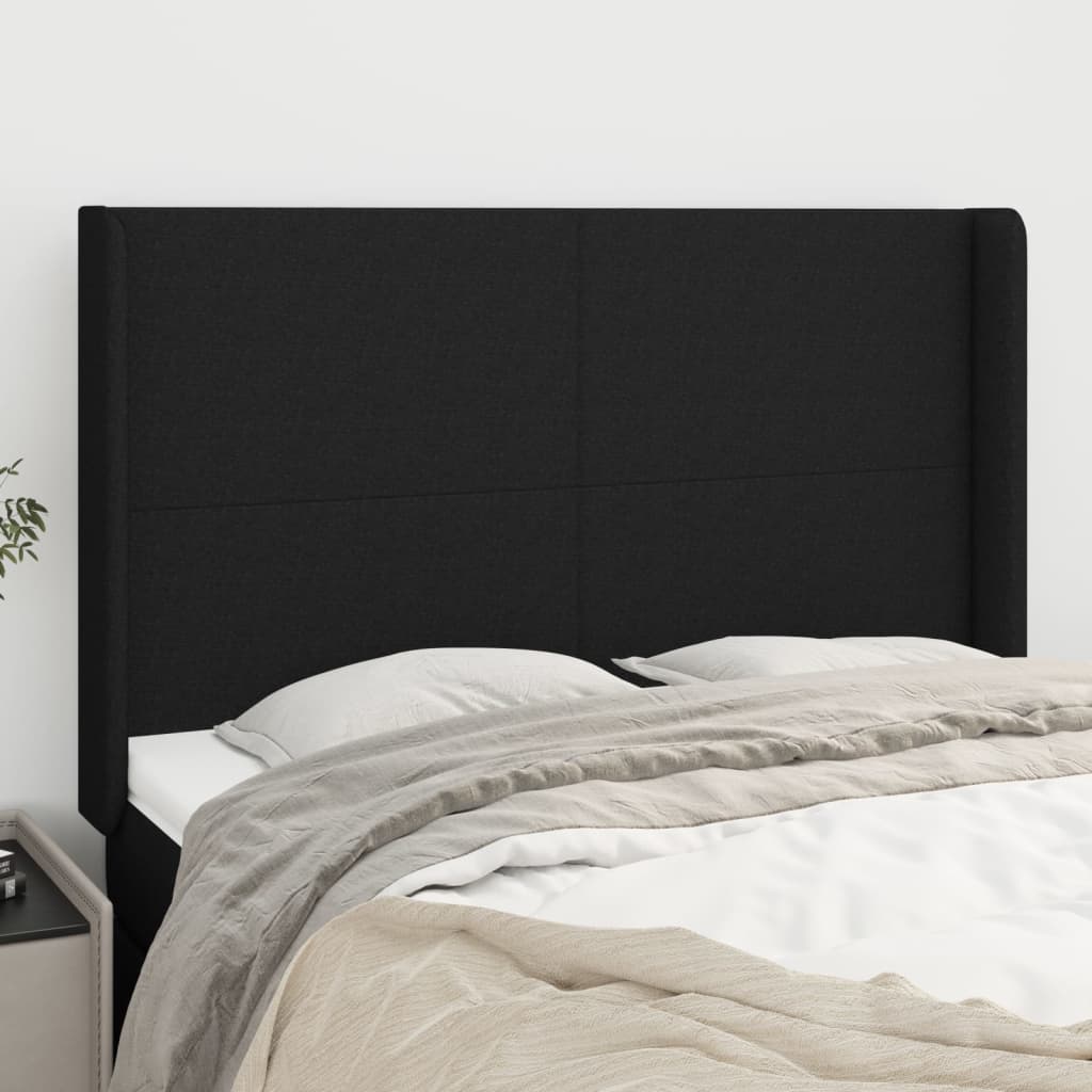 Tête de lit avec oreilles Noir 147x16x118/128 cm Tissu - XIOS