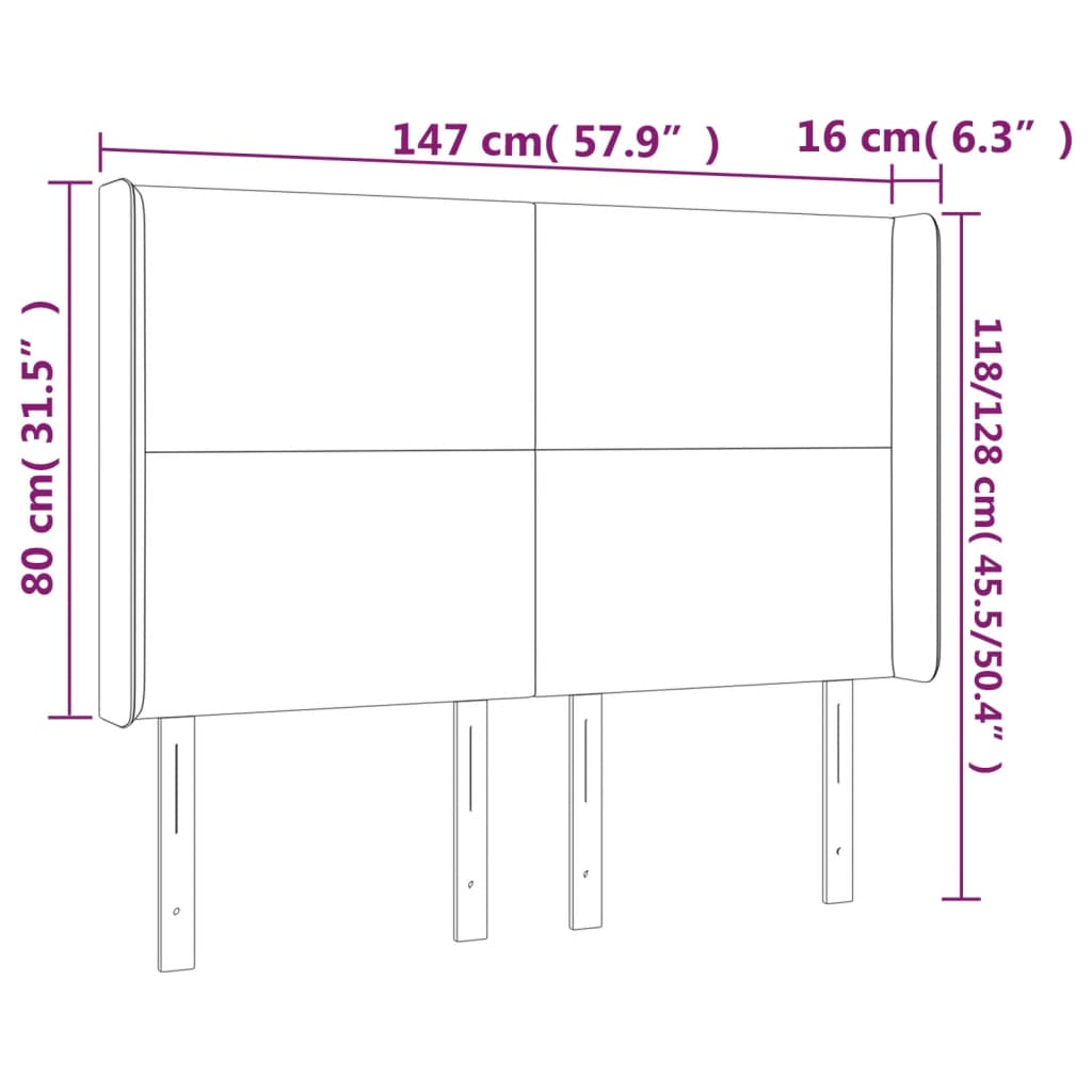 Tête de lit avec oreilles Taupe 147x16x118/128 cm Tissu - XIOS