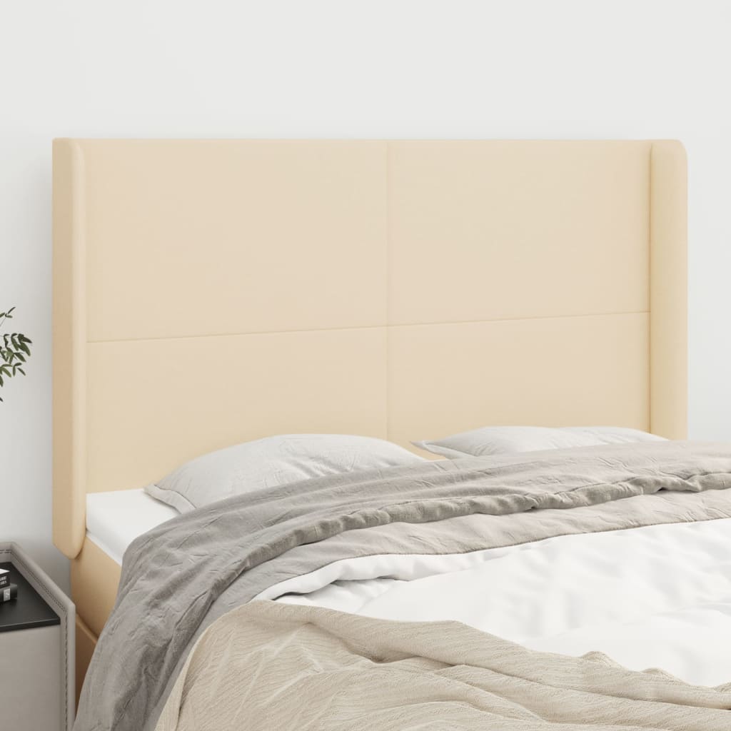 Tête de lit avec oreilles Crème 147x16x118/128 cm Tissu - XIOS