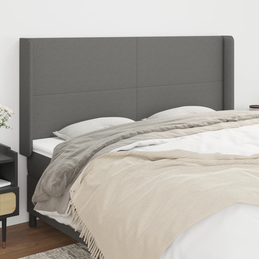 Tête de lit avec oreilles Gris foncé 183x16x118/128 cm Tissu - XIOS