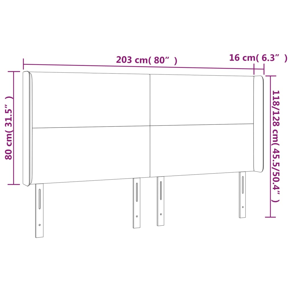 Tête de lit avec oreilles Gris clair 203x16x118/128 cm Tissu - XIOS