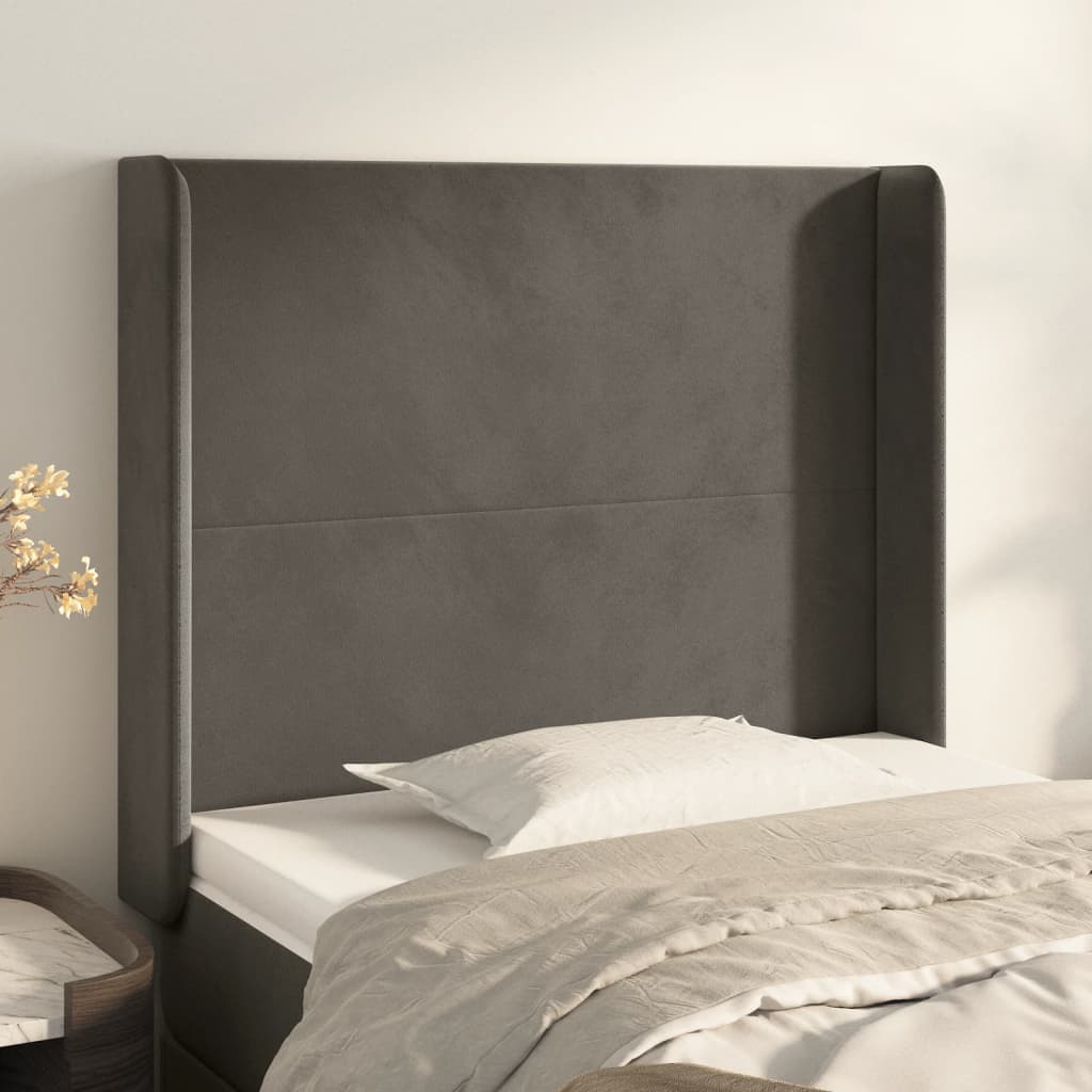Tête de lit avec oreilles Gris foncé 83x16x118/128 cm Velours - XIOS