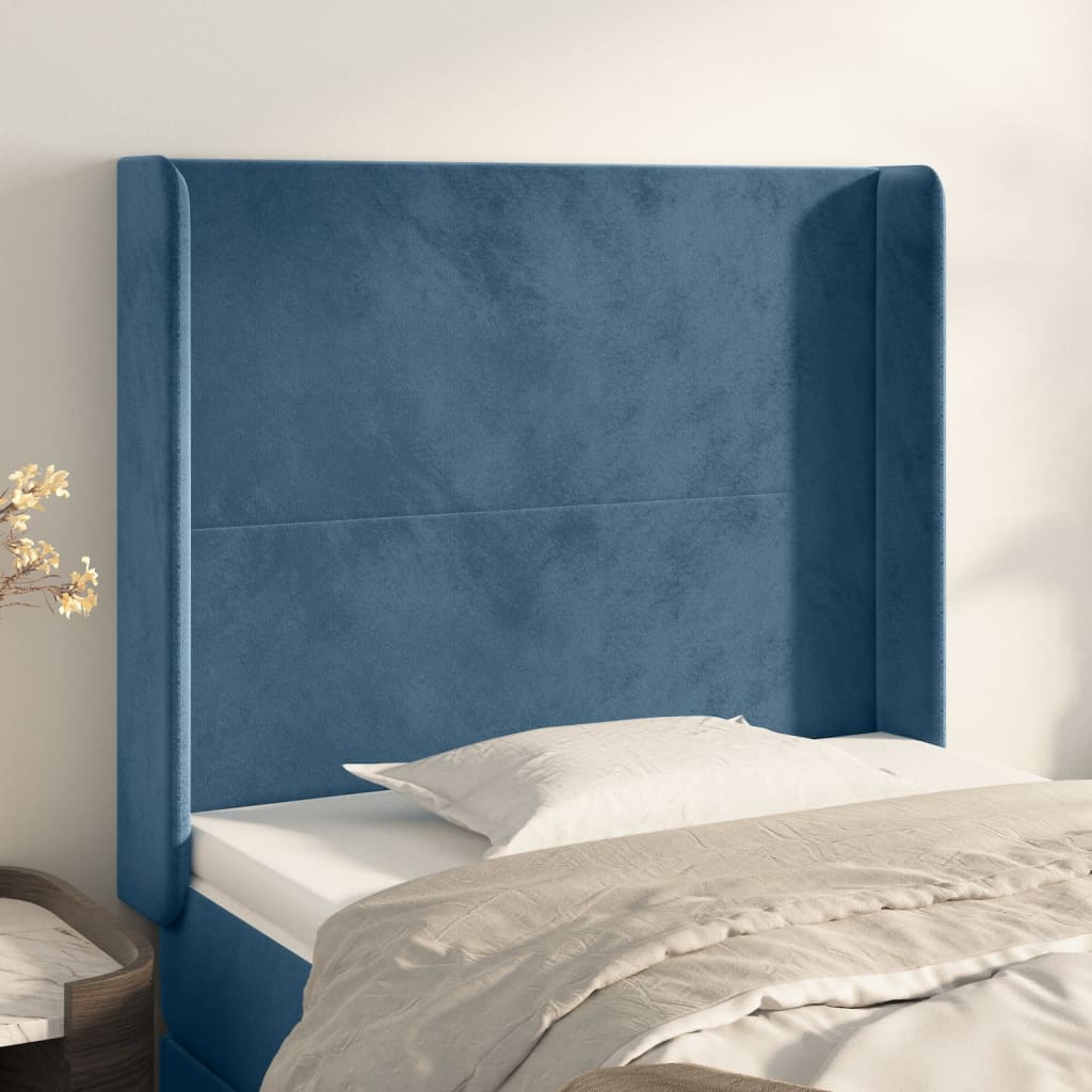 Tête de lit avec oreilles Bleu foncé 93x16x118/128 cm Velours - XIOS