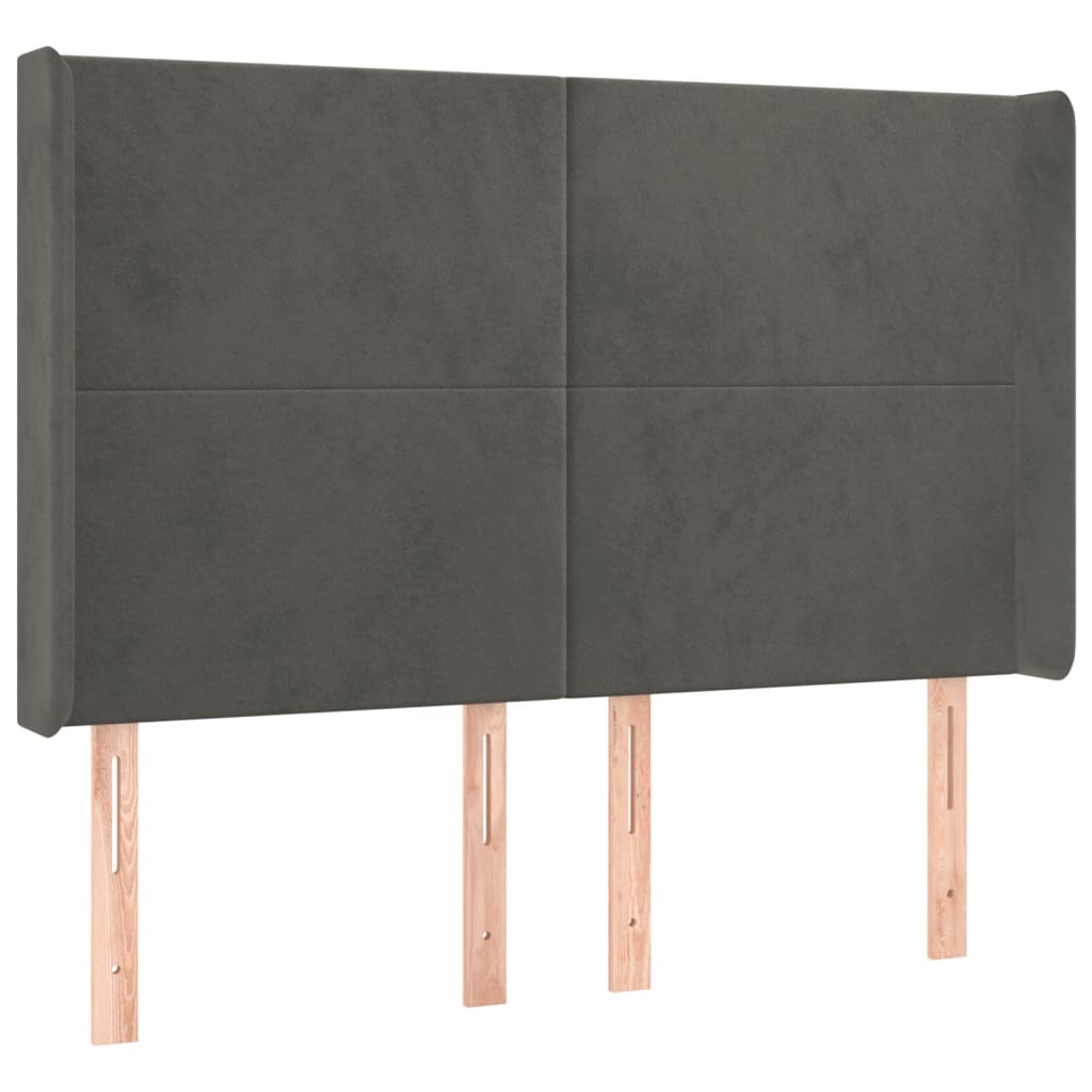 Tête de lit avec oreilles Gris foncé 147x16x118/128 cm Velours - XIOS