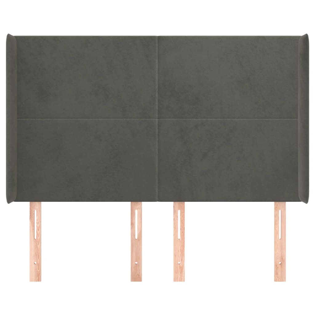 Tête de lit avec oreilles Gris foncé 147x16x118/128 cm Velours - XIOS