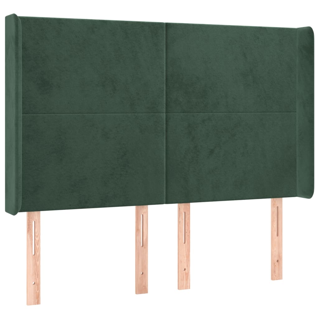 Tête de lit avec oreilles Vert foncé 147x16x118/128 cm Velours - XIOS