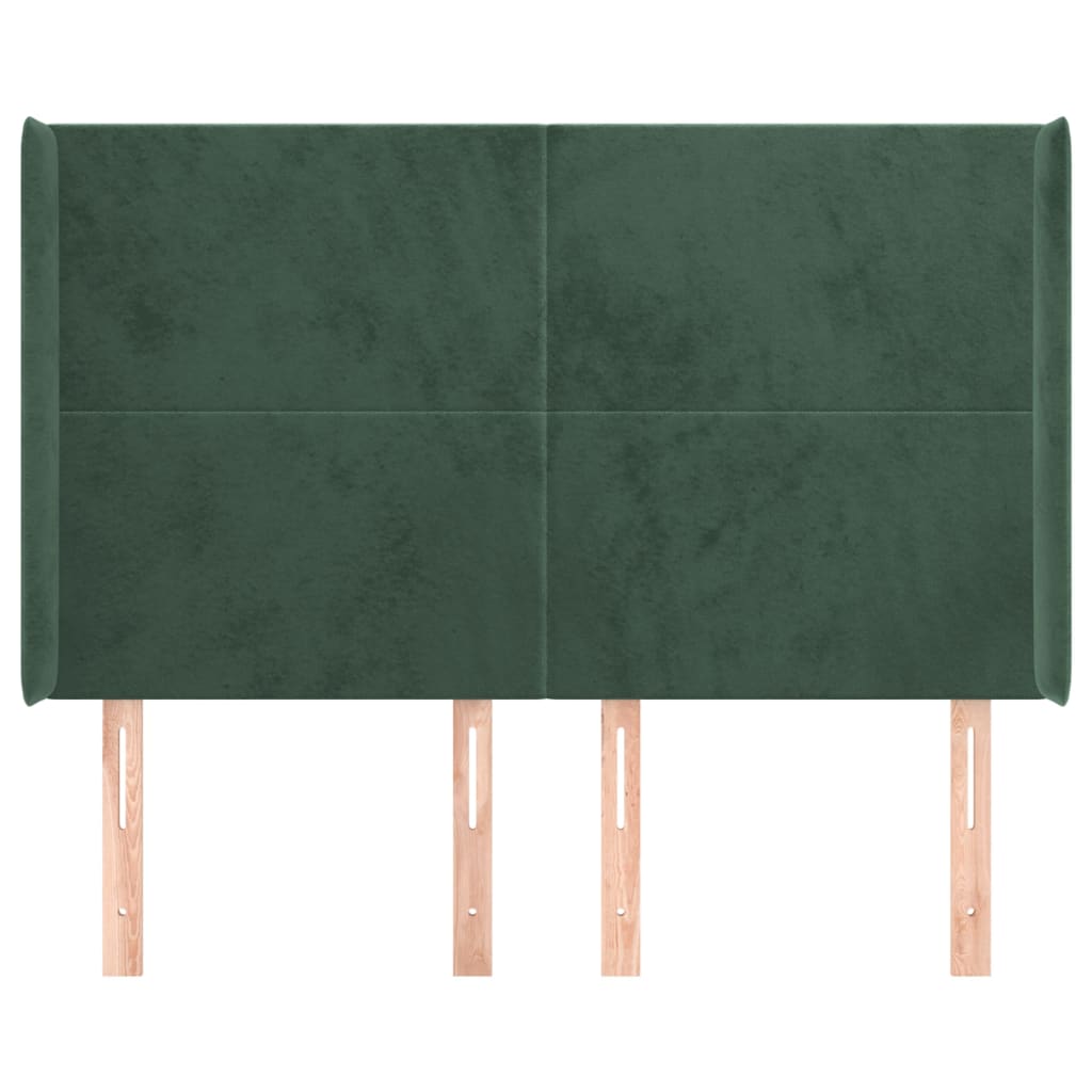Tête de lit avec oreilles Vert foncé 147x16x118/128 cm Velours - XIOS