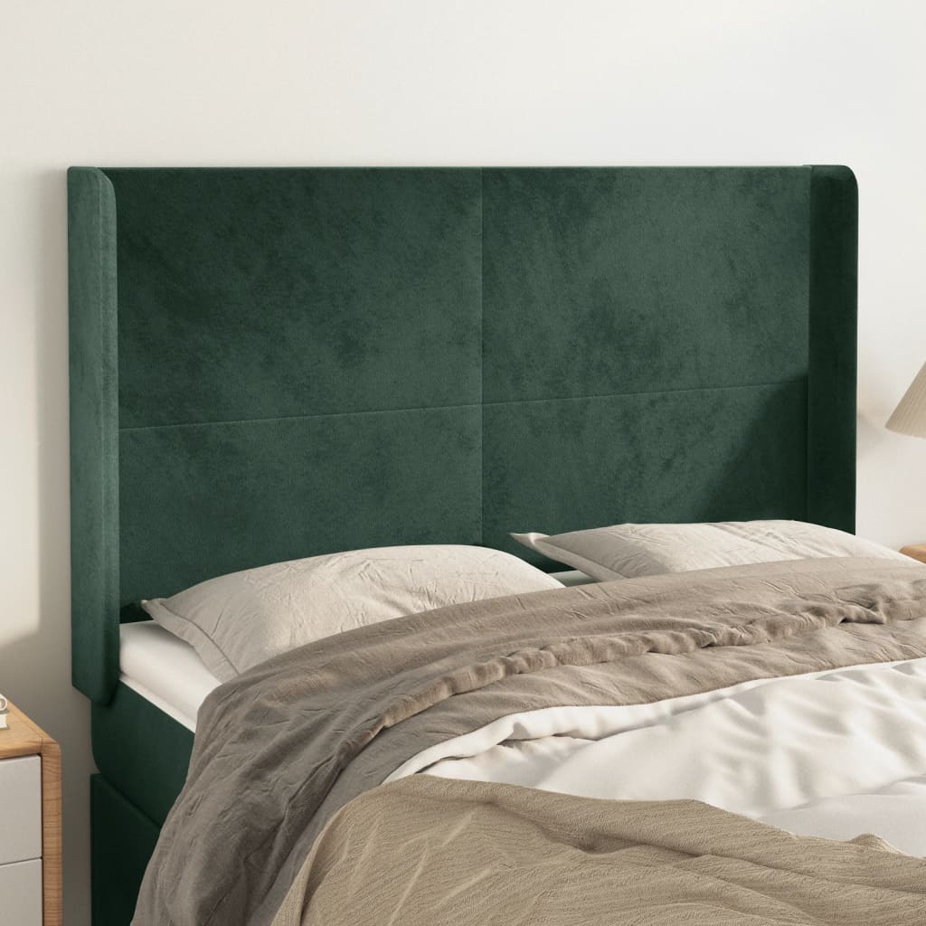 Tête de lit avec oreilles Vert foncé 147x16x118/128 cm Velours - XIOS