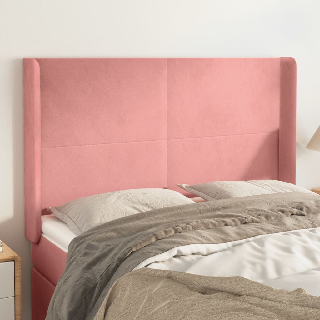 Tête de lit avec oreilles Rose 147x16x118/128 cm Velours - XIOS