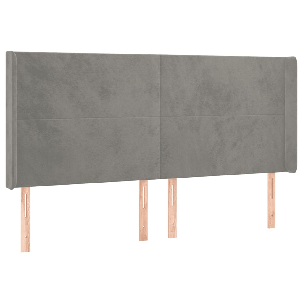 Tête de lit avec oreilles Gris clair 163x16x118/128 cm Velours - XIOS