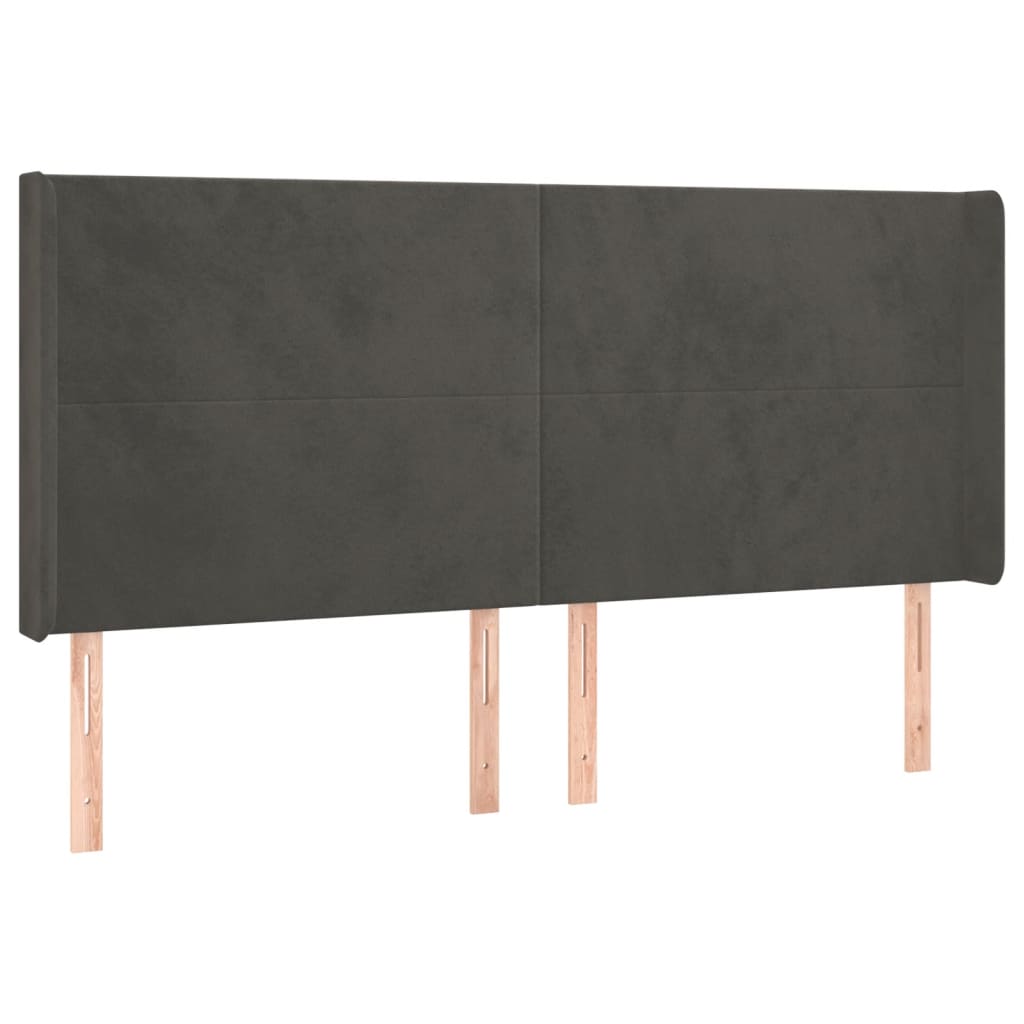 Tête de lit avec oreilles Gris foncé 163x16x118/128 cm Velours - XIOS