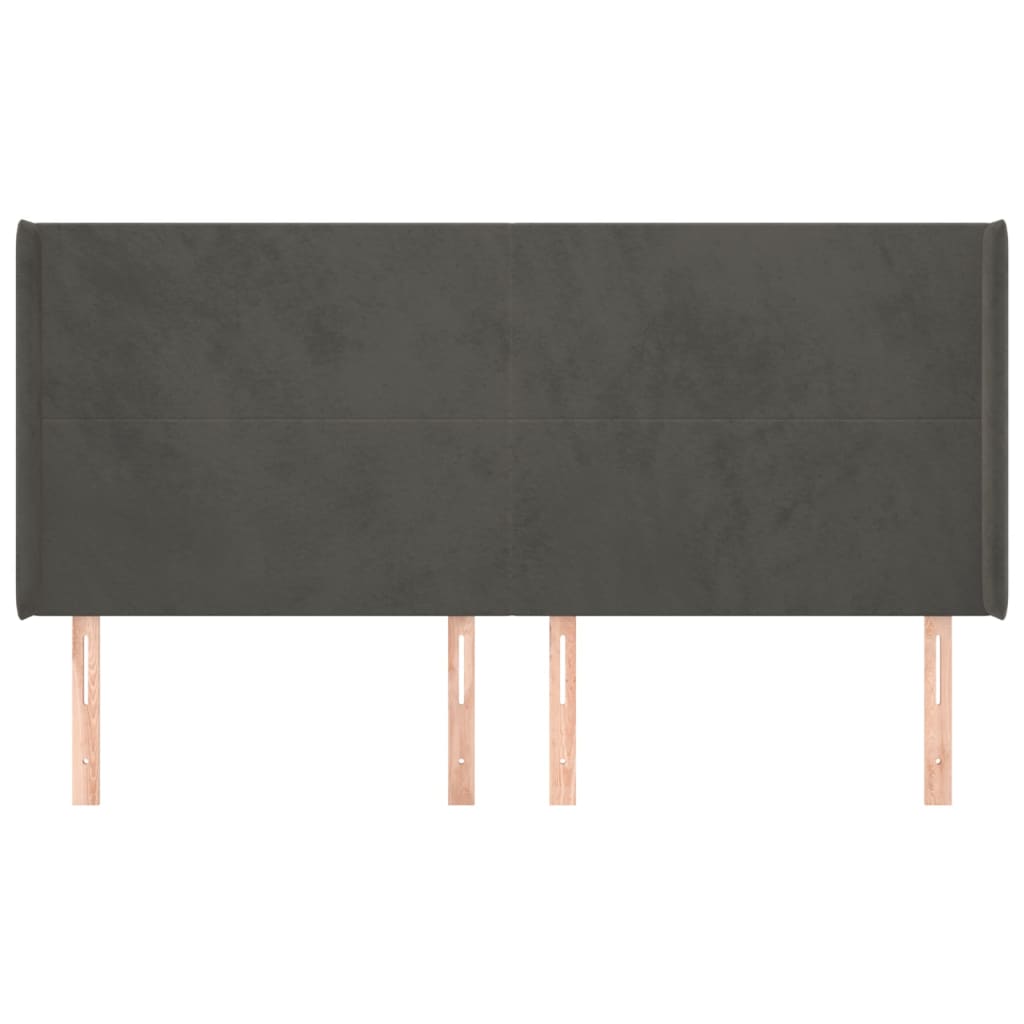 Tête de lit avec oreilles Gris foncé 163x16x118/128 cm Velours - XIOS