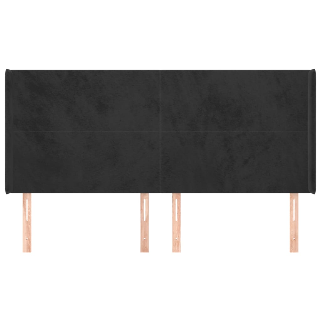 Tête de lit avec oreilles Noir 183x16x118/128 cm Velours - XIOS