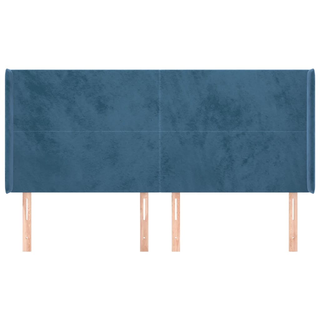 Tête de lit avec oreilles Bleu foncé 183x16x118/128 cm Velours - XIOS