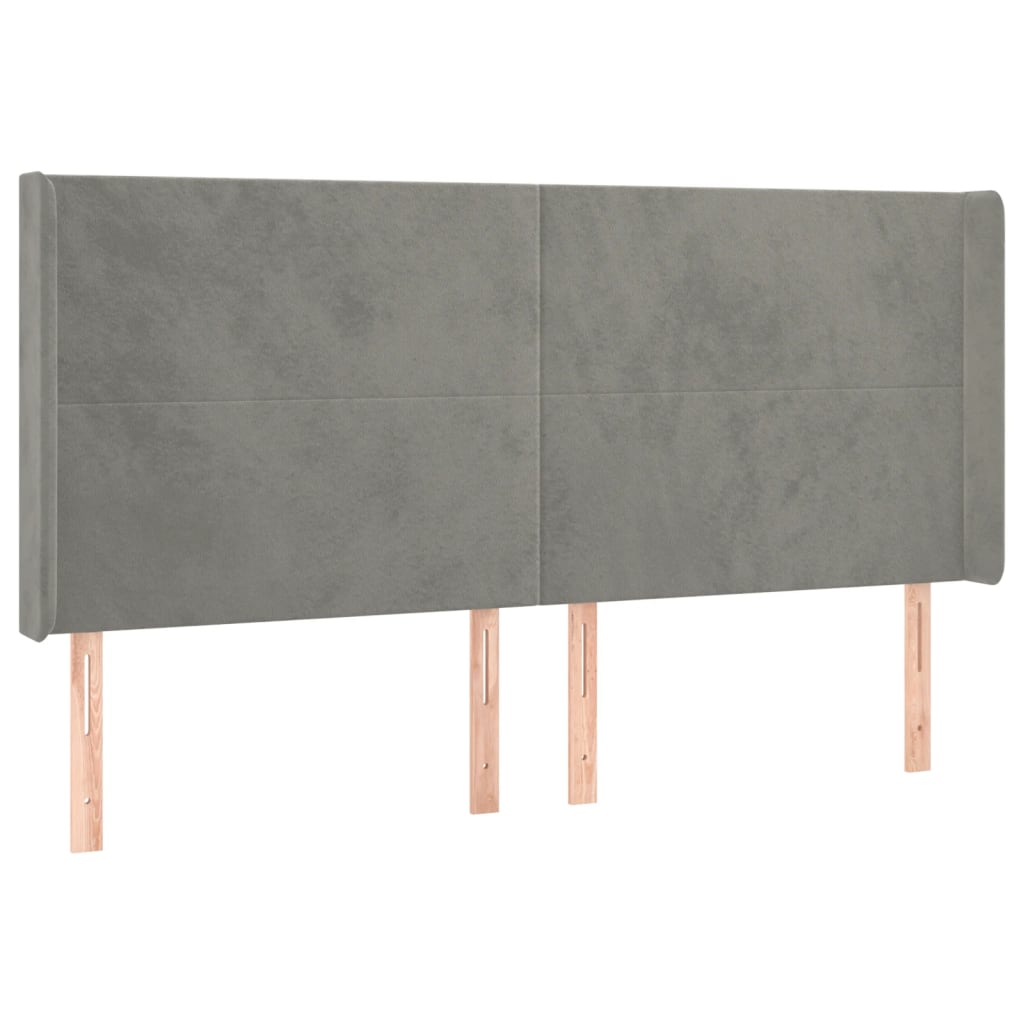 Tête de lit avec oreilles Gris clair 203x16x118/128 cm Velours - XIOS