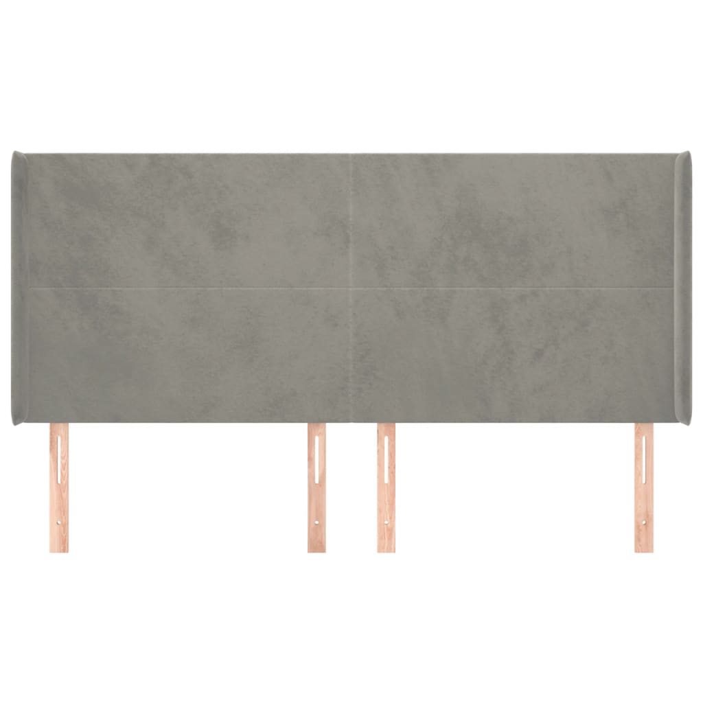 Tête de lit avec oreilles Gris clair 203x16x118/128 cm Velours - XIOS