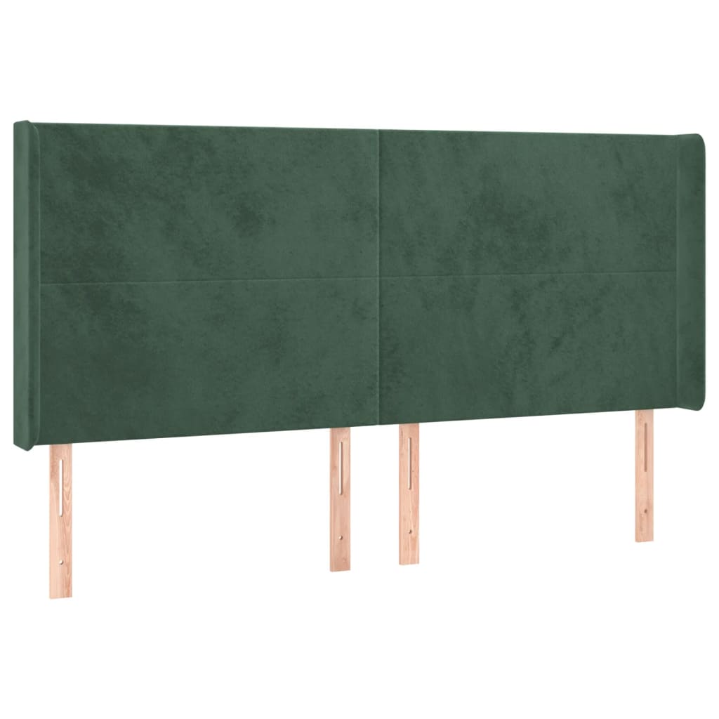 Tête de lit avec oreilles Vert foncé 203x16x118/128 cm Velours - XIOS