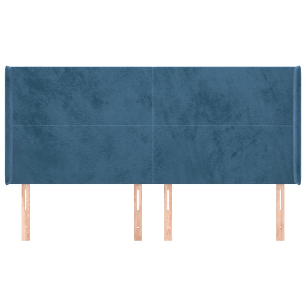 Tête de lit avec oreilles Bleu foncé 203x16x118/128 cm Velours - XIOS