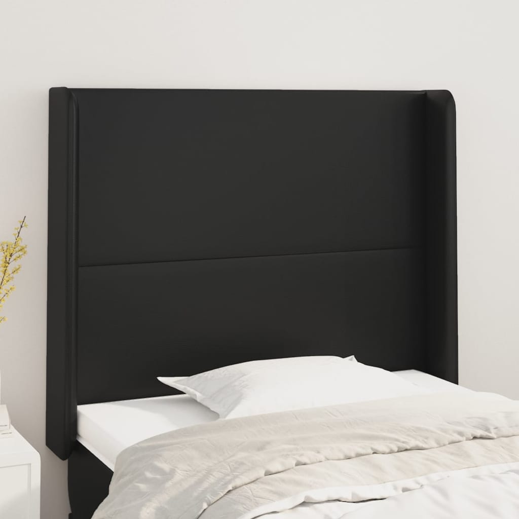 Tête de lit avec oreilles Noir 93x16x118/128 cm Similicuir Têtes et pieds de lit vidaXL