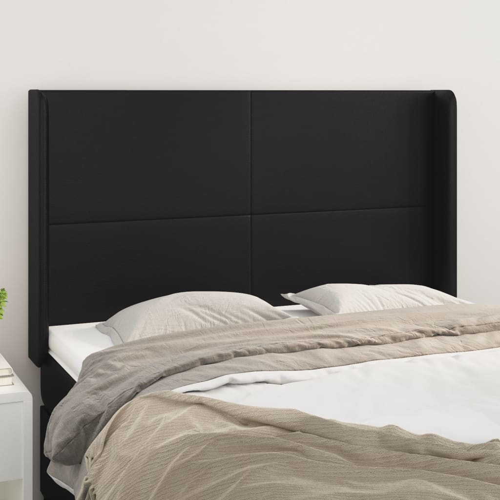 Tête de lit avec oreilles Noir 147x16x118/128 cm Similicuir - XIOS