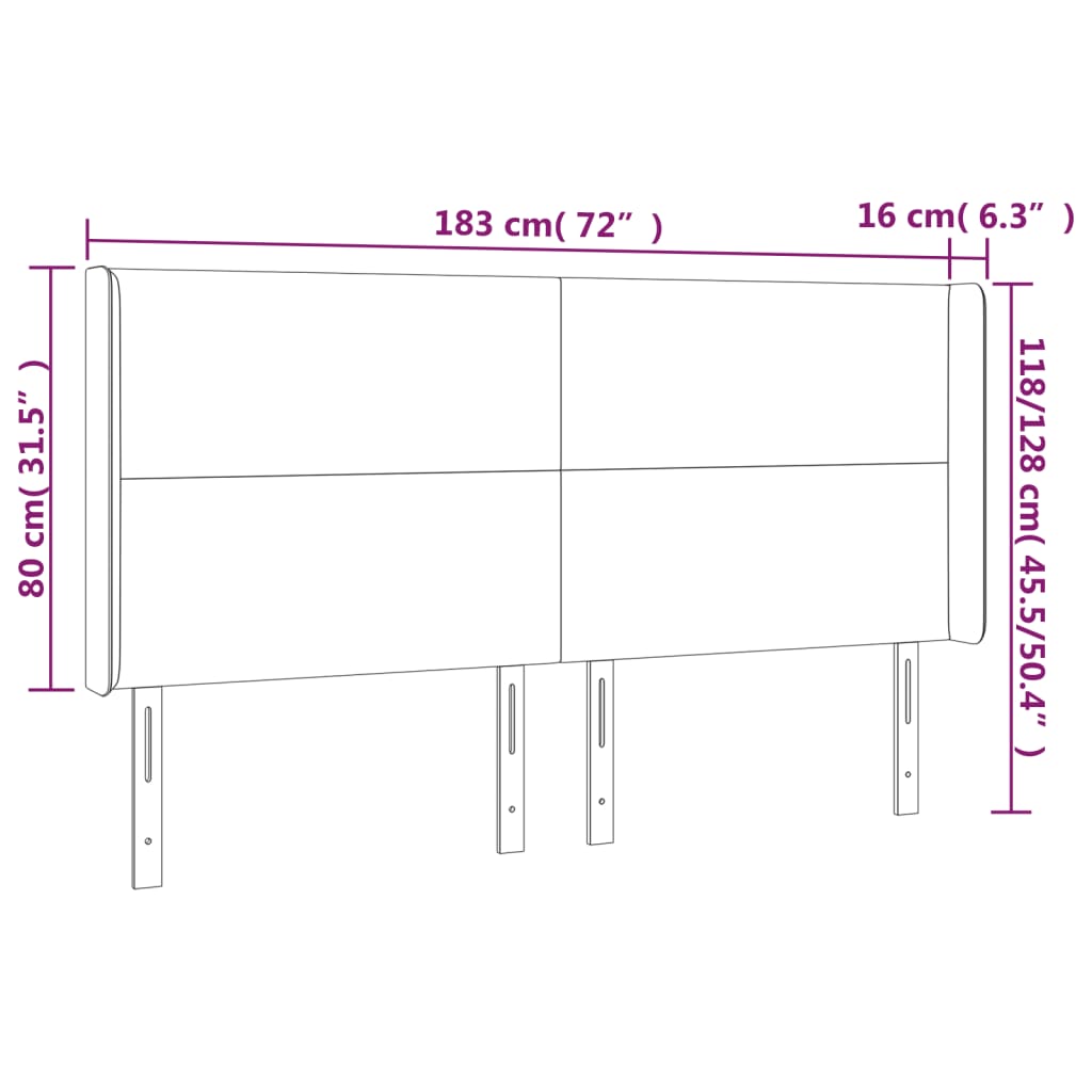 Tête de lit avec oreilles Blanc 183x16x118/128 cm Similicuir - XIOS