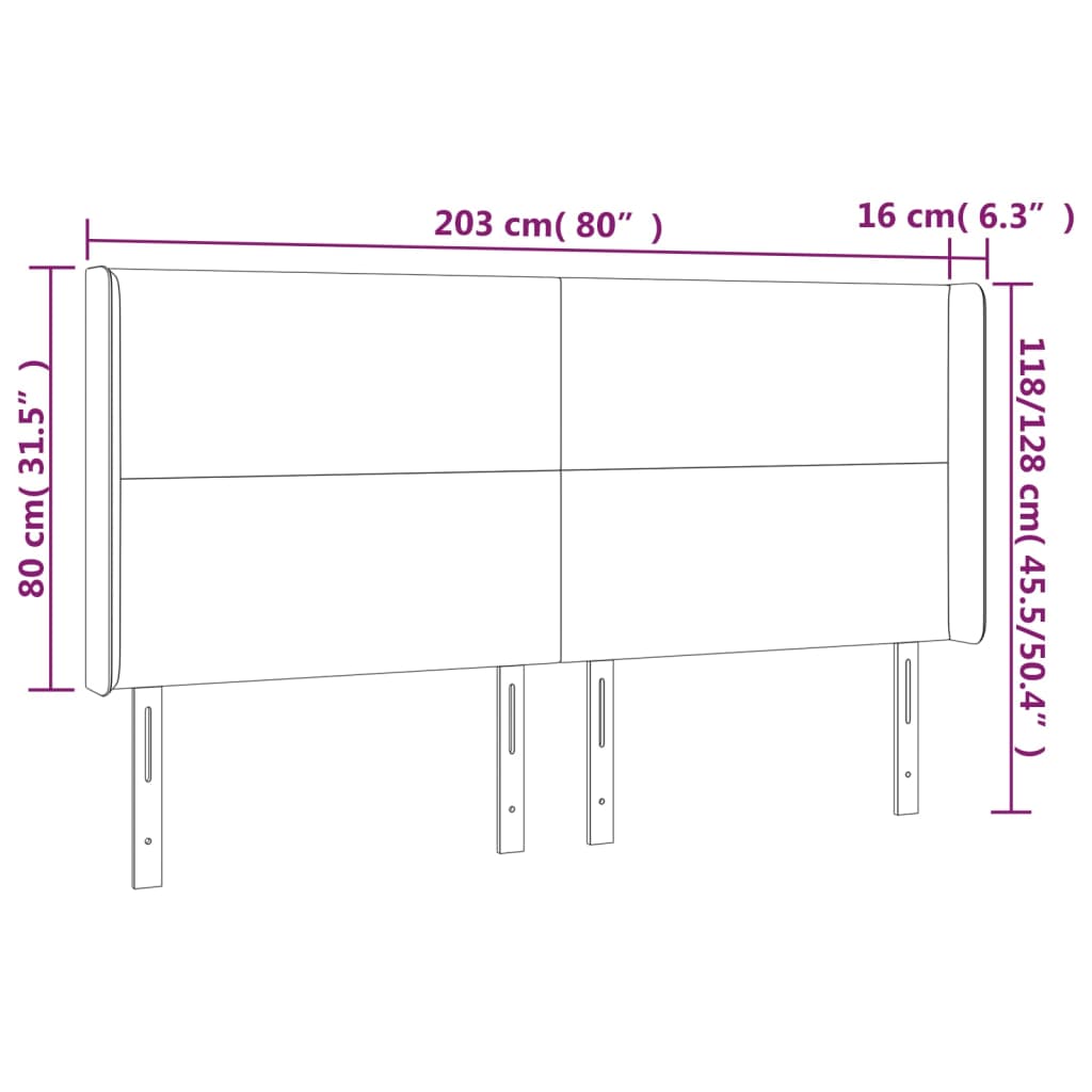 Tête de lit avec oreilles Crème 203x16x118/128 cm Similicuir - XIOS