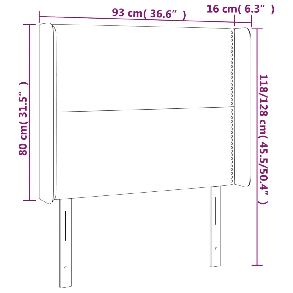 Tête de lit avec oreilles Gris clair 93x16x118/128 cm Tissu - XIOS