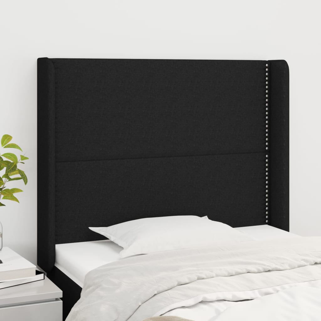 Tête de lit avec oreilles Noir 93x16x118/128 cm Tissu - XIOS