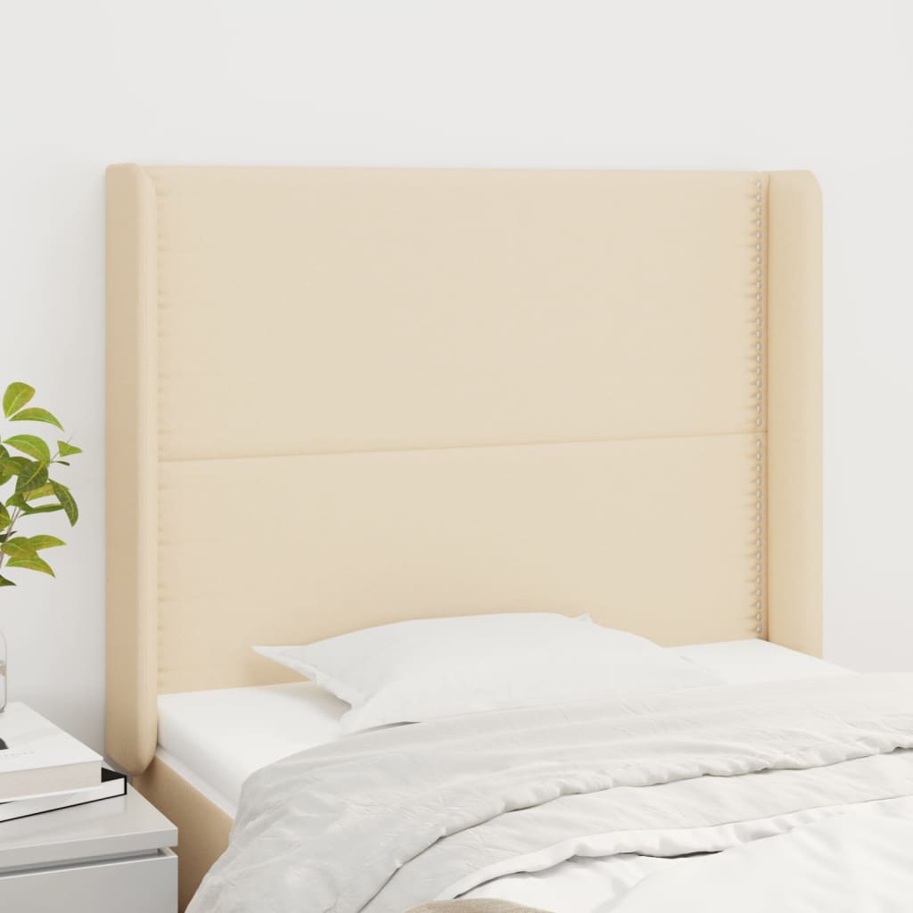 Tête de lit avec oreilles Crème 103x16x118/128 cm Tissu - XIOS