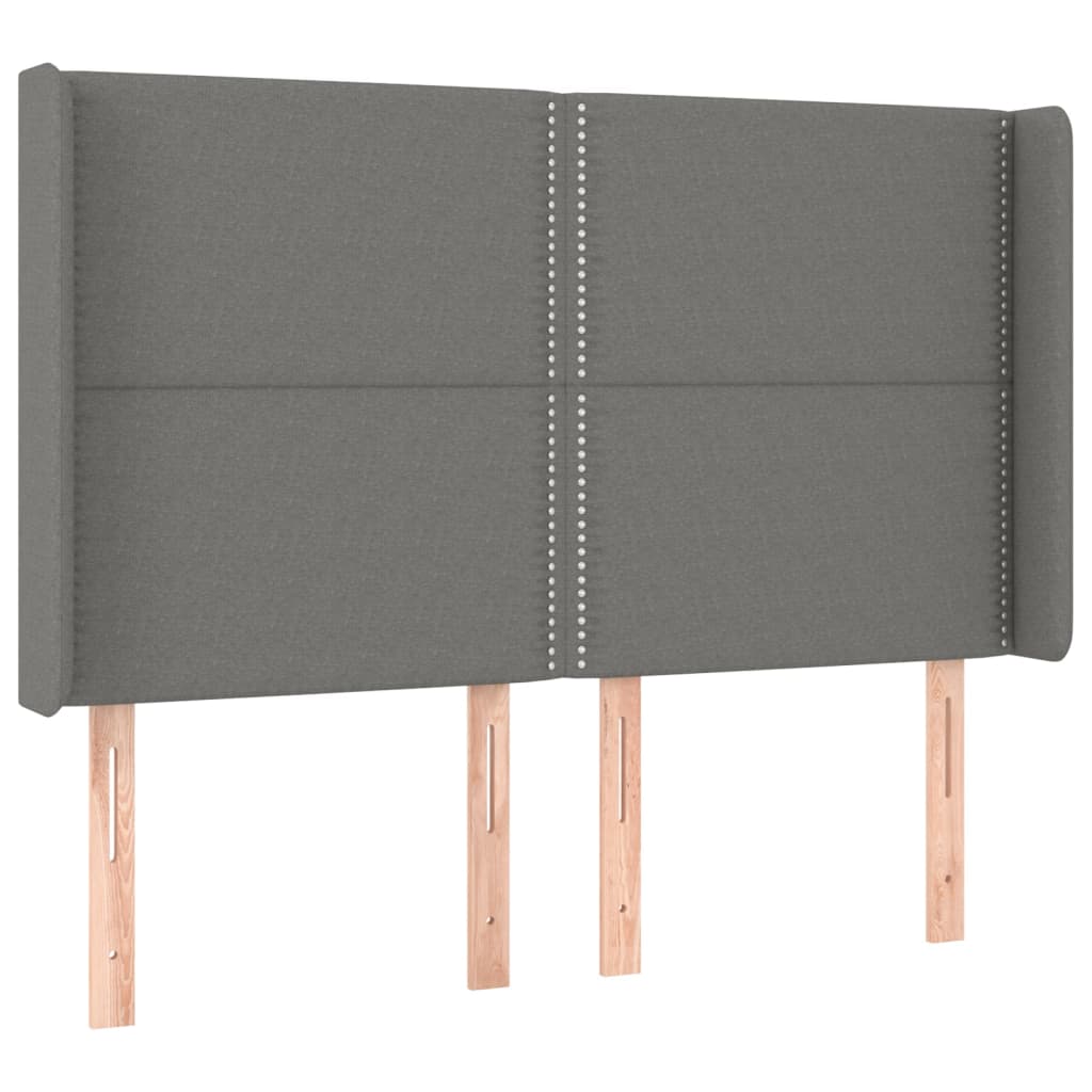 Tête de lit avec oreilles Gris foncé 147x16x118/128 cm Tissu - XIOS