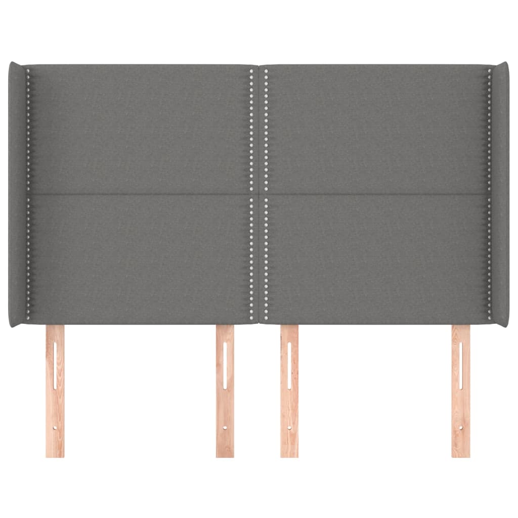 Tête de lit avec oreilles Gris foncé 147x16x118/128 cm Tissu - XIOS