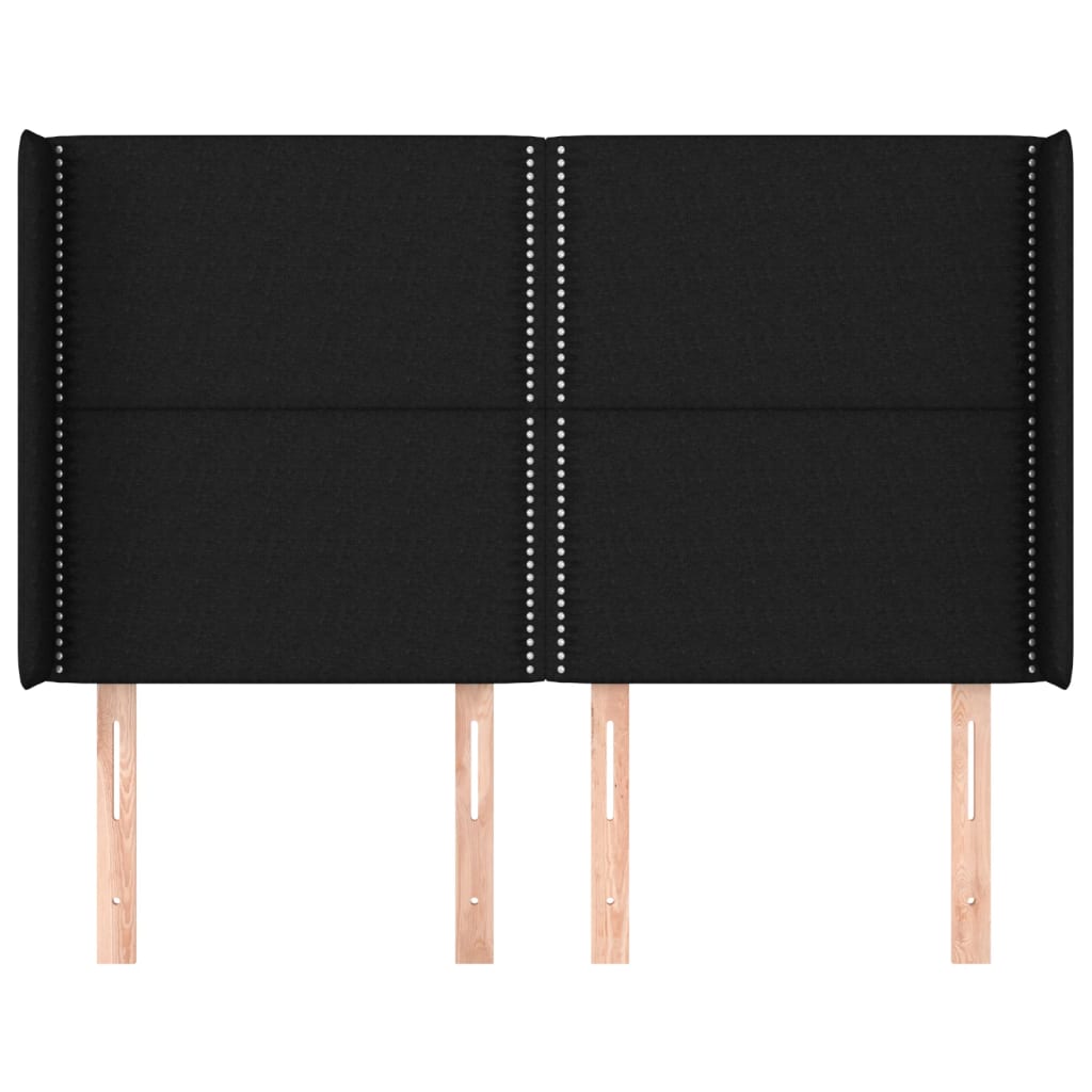 Tête de lit avec oreilles Noir 147x16x118/128 cm Tissu - XIOS