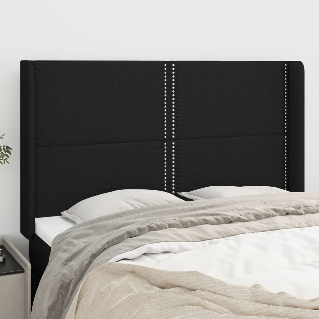 Tête de lit avec oreilles Noir 147x16x118/128 cm Tissu - XIOS