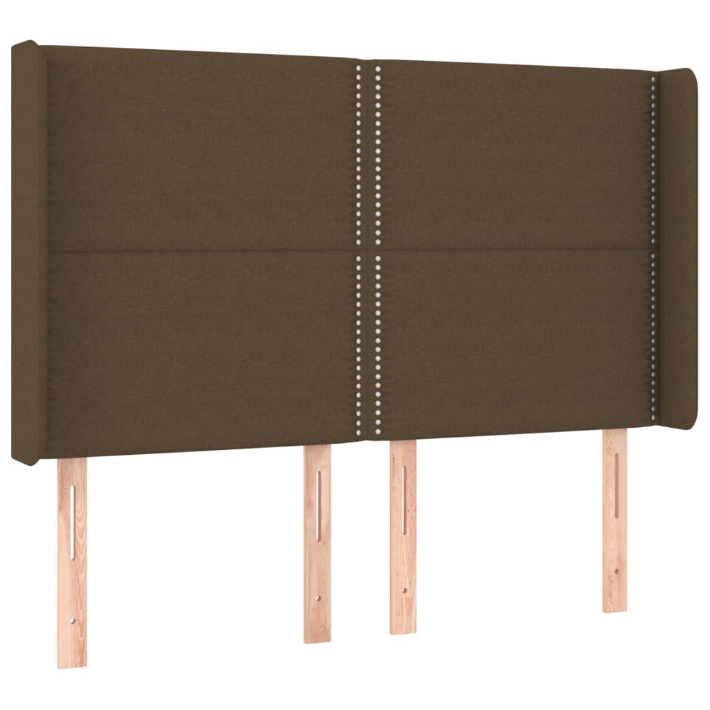 Tête de lit avec oreilles Marron foncé 147x16x118/128 cm Tissu - XIOS
