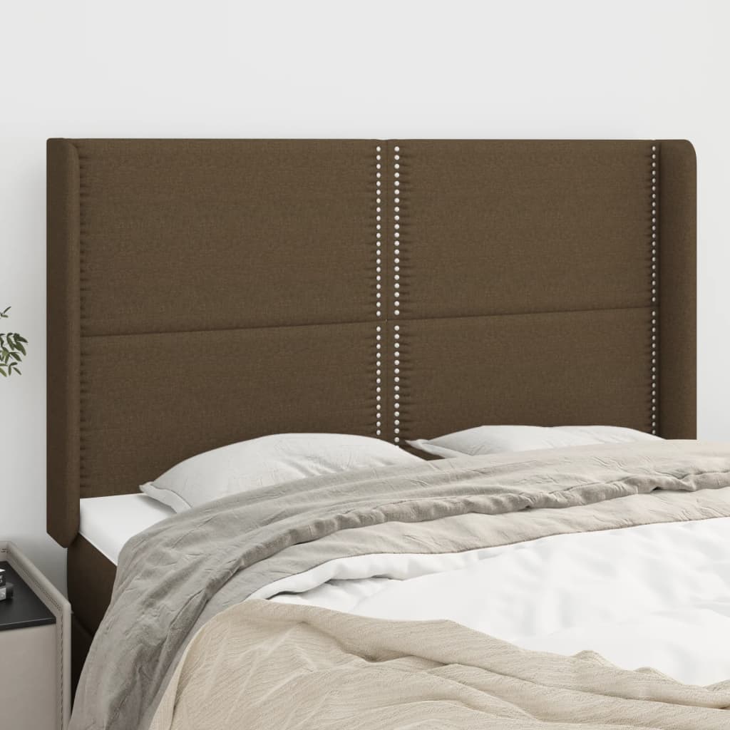 Tête de lit avec oreilles Marron foncé 147x16x118/128 cm Tissu - XIOS