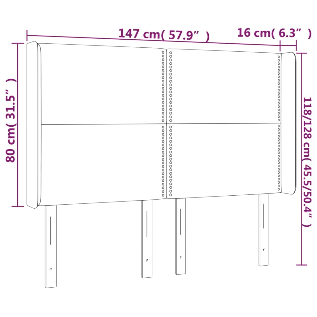 Tête de lit avec oreilles Taupe 147x16x118/128 cm Tissu - XIOS