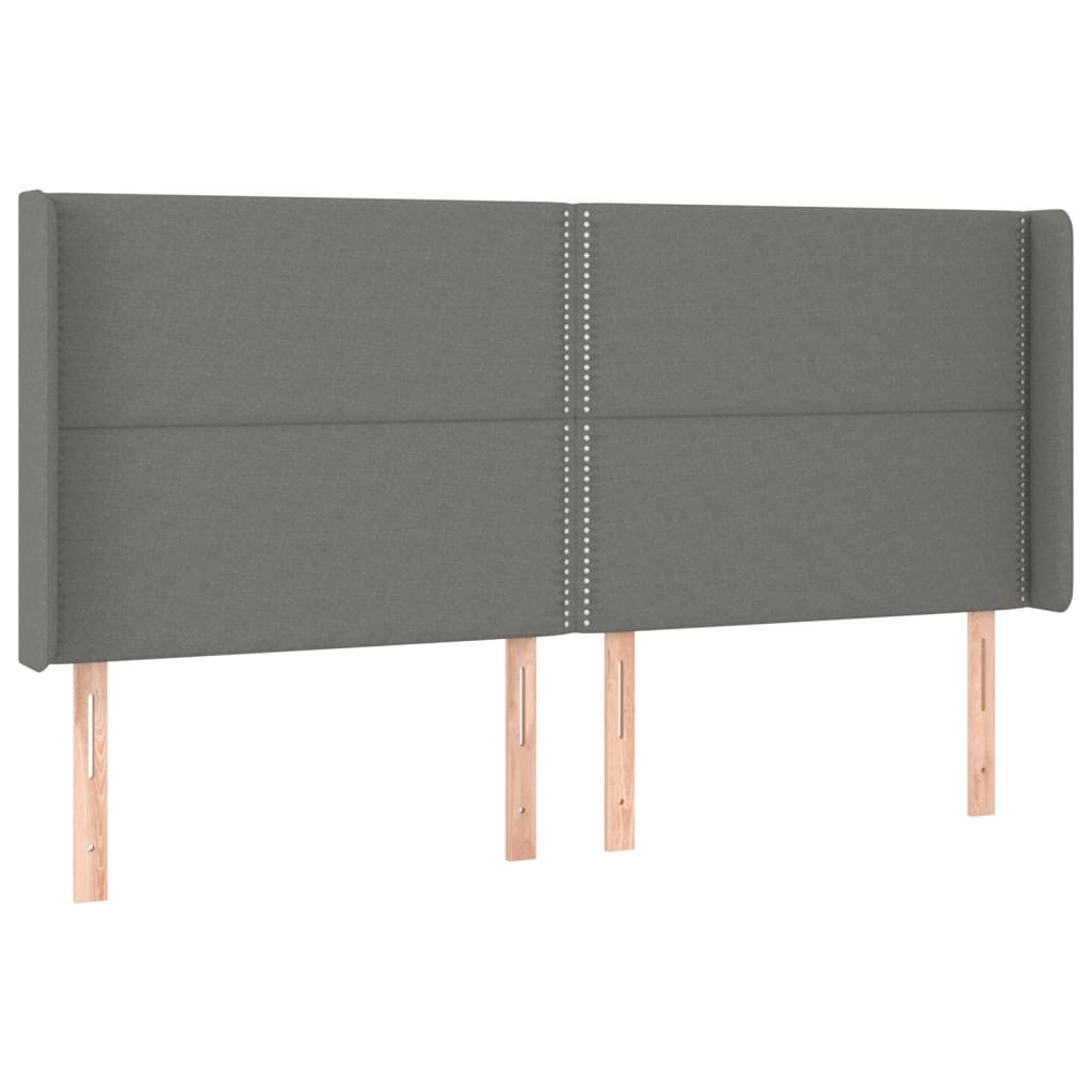 Tête de lit avec oreilles Gris foncé 163x16x118/128 cm Tissu - XIOS