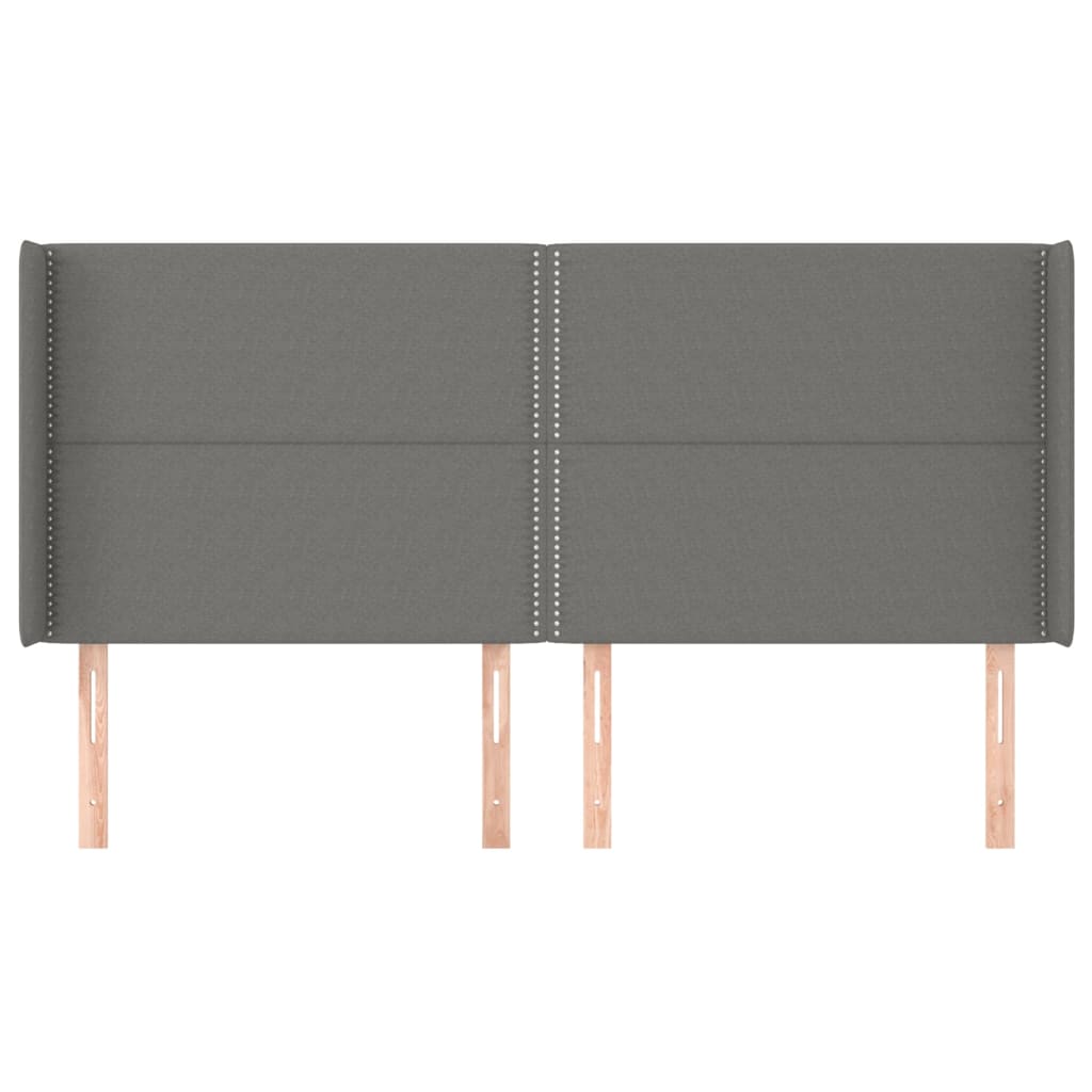 Tête de lit avec oreilles Gris foncé 163x16x118/128 cm Tissu - XIOS