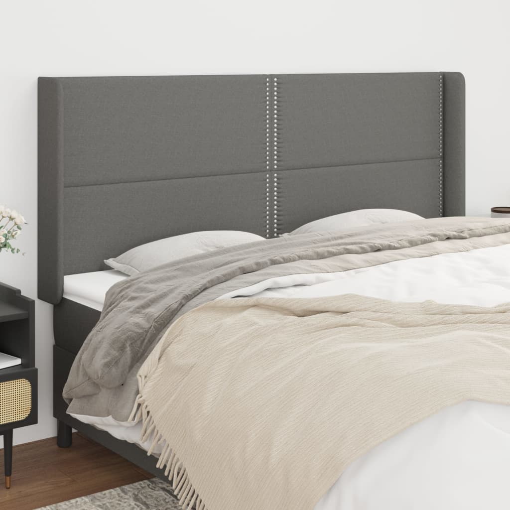 Tête de lit avec oreilles Gris foncé 163x16x118/128 cm Tissu - XIOS