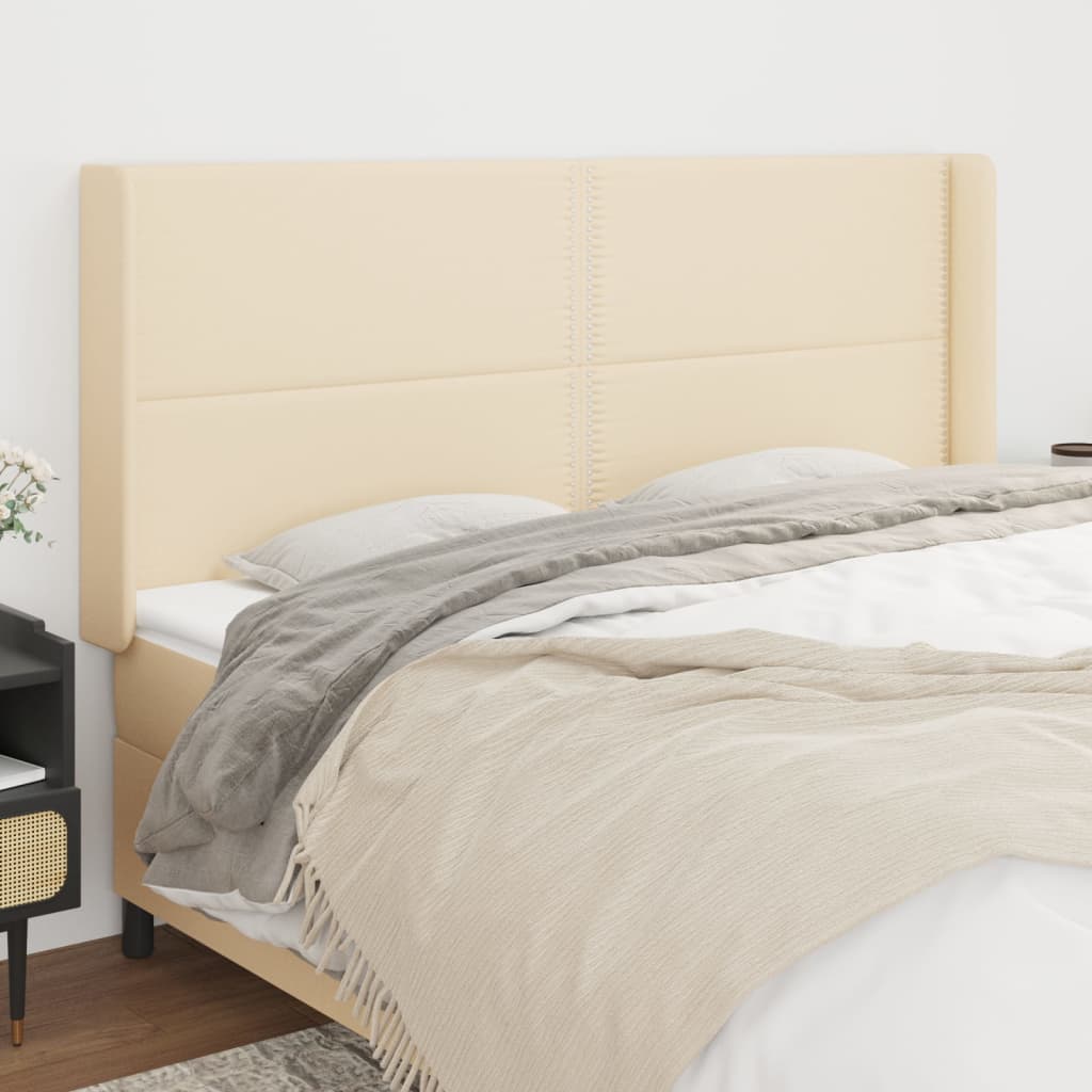 Tête de lit avec oreilles Crème 183x16x118/128 cm Tissu - XIOS