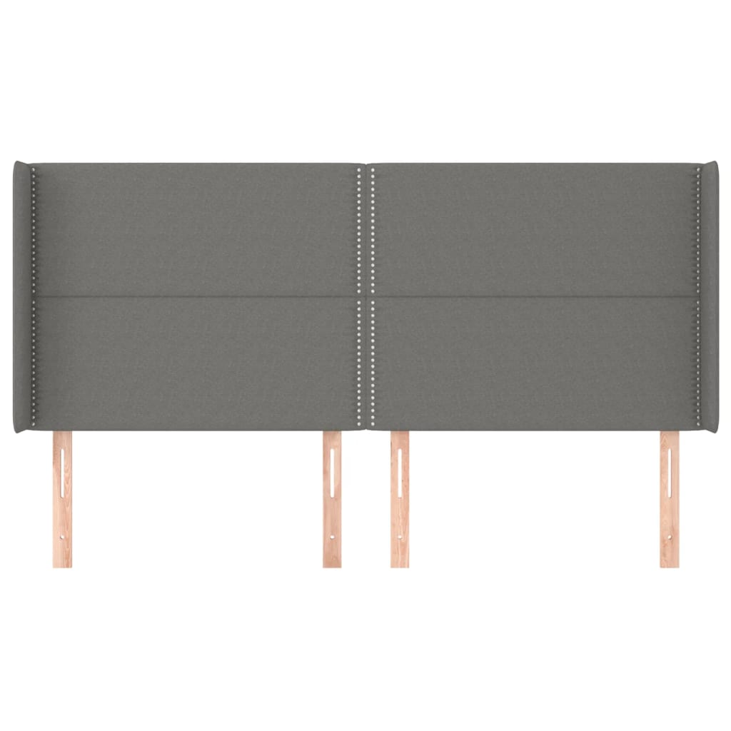 Tête de lit avec oreilles Gris foncé 203x16x118/128 cm Tissu - XIOS