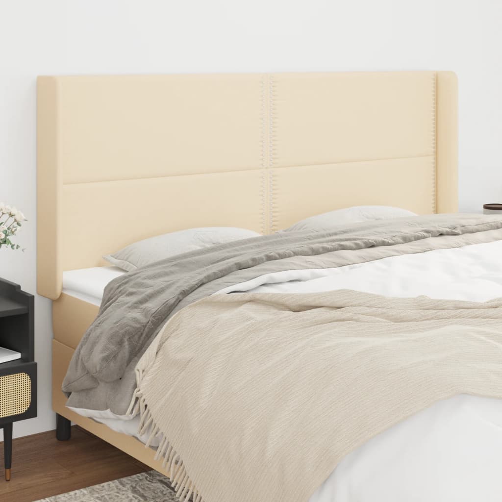 Tête de lit avec oreilles Crème 203x16x118/128 cm Tissu - XIOS
