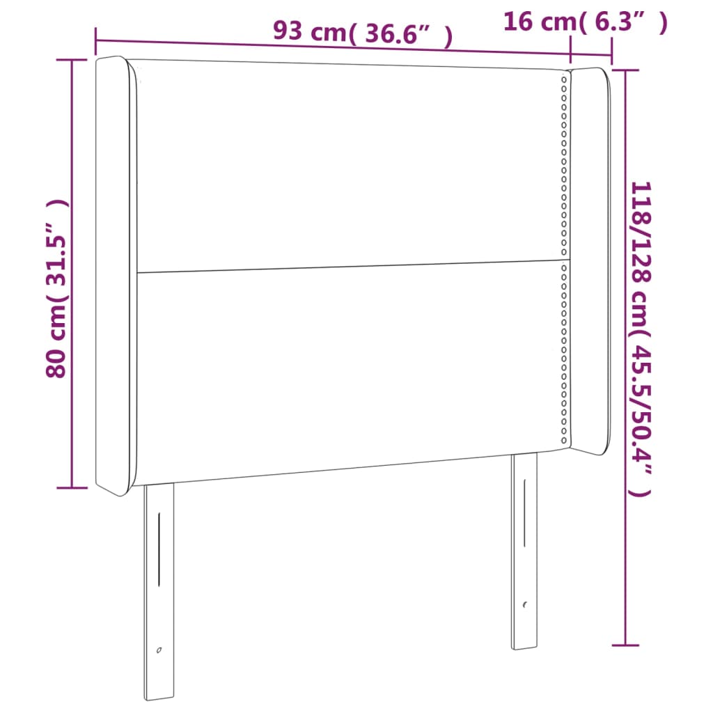 Tête de lit avec oreilles Gris clair 93x16x118/128 cm Velours - XIOS
