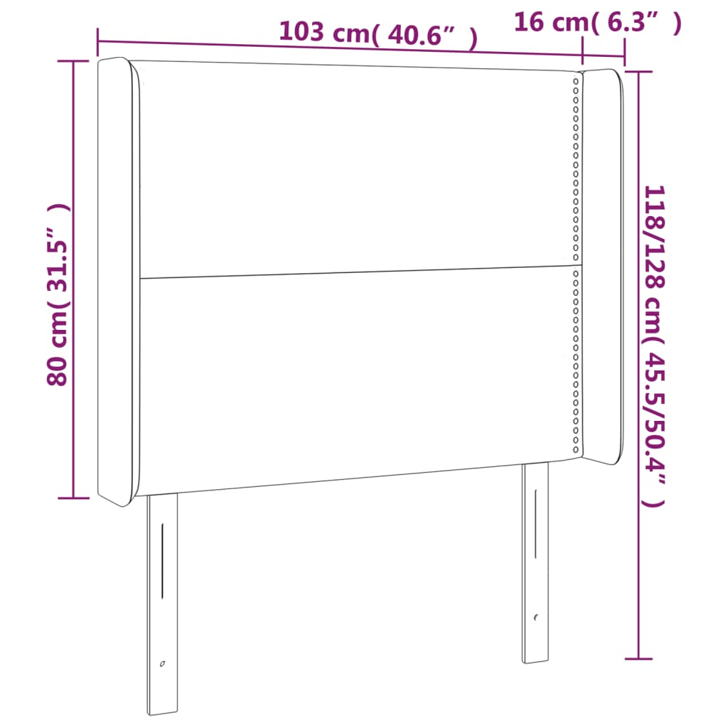 Tête de lit avec oreilles Gris foncé 103x16x118/128 cm Velours - XIOS