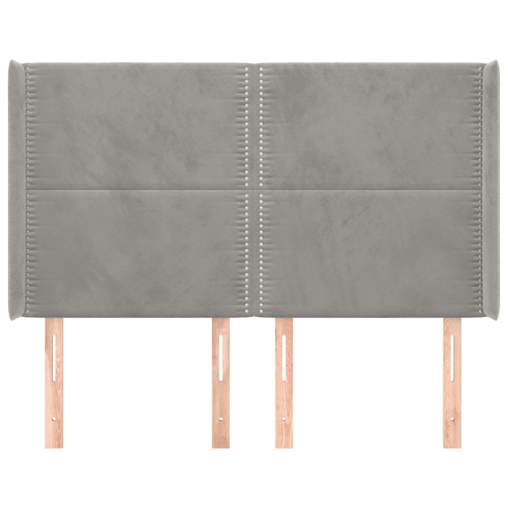 Tête de lit avec oreilles Gris clair 147x16x118/128 cm Velours - XIOS