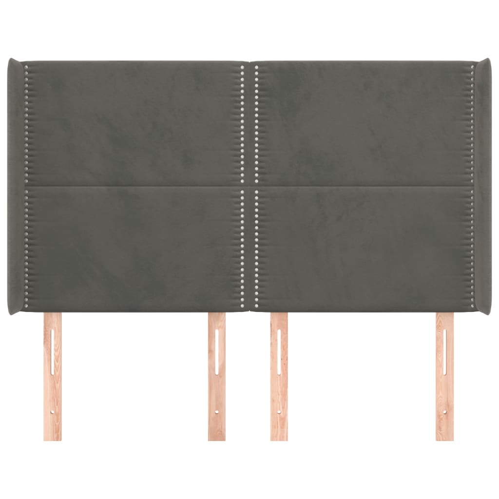 Tête de lit avec oreilles Gris foncé 147x16x118/128 cm Velours - XIOS