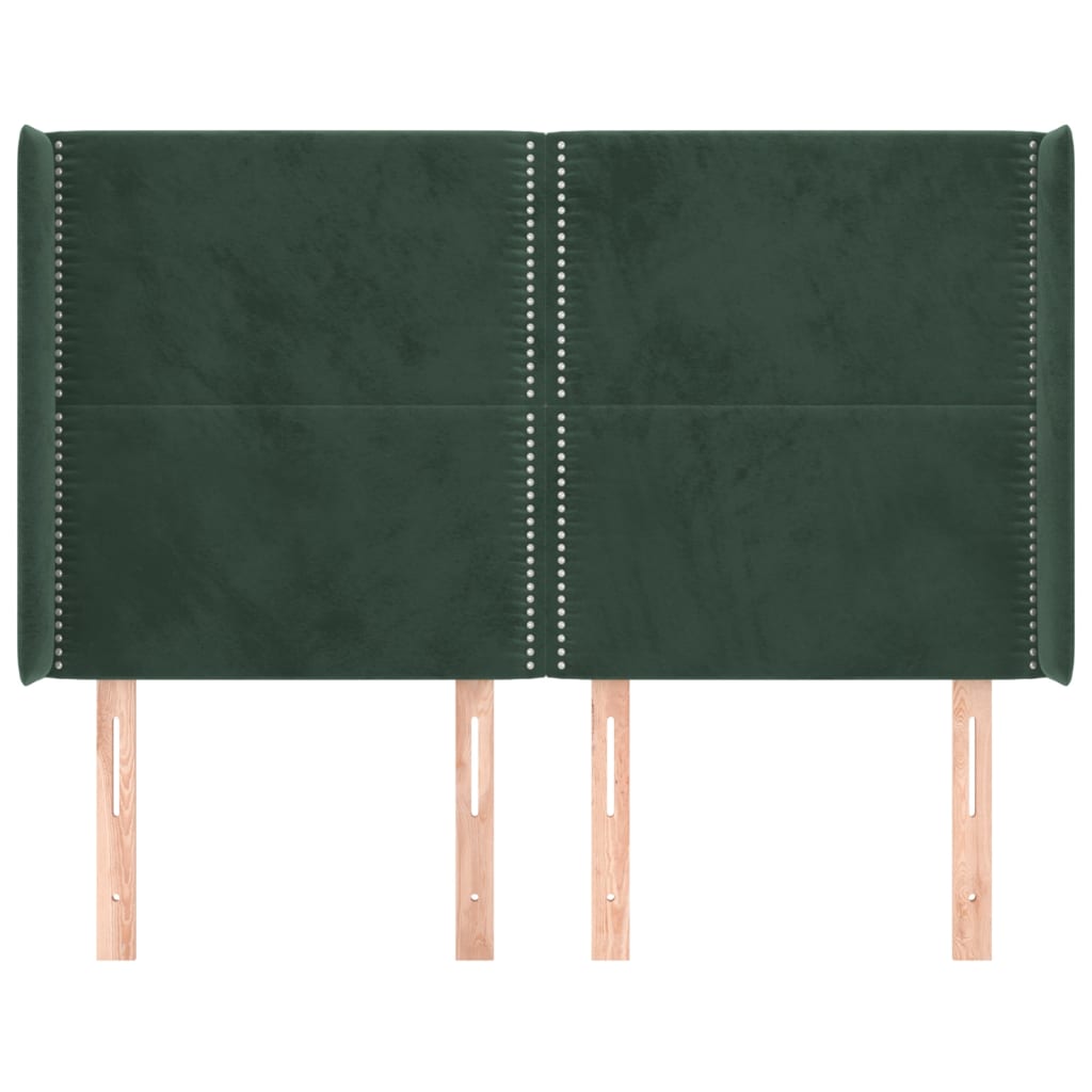 Tête de lit avec oreilles Vert foncé 147x16x118/128 cm Velours - XIOS