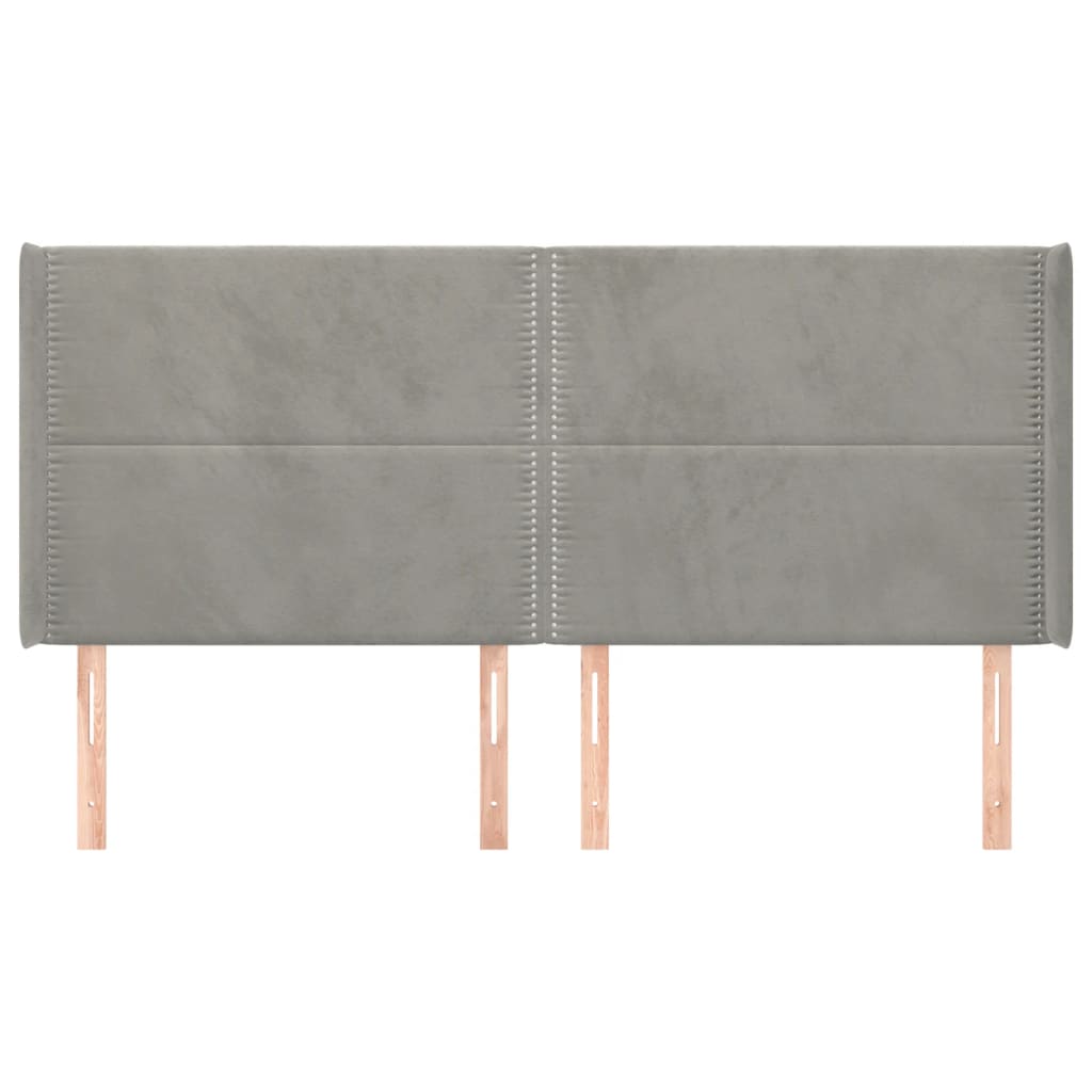 Tête de lit avec oreilles Gris clair 163x16x118/128 cm Velours - XIOS